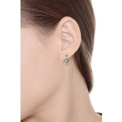 White gold 18k hoop earrings with diamonds and emeralds 2