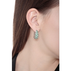 White gold 18k hoop earrings with diamonds and emeralds  2
