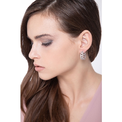 18k white gold groumette earrings with diamonds 