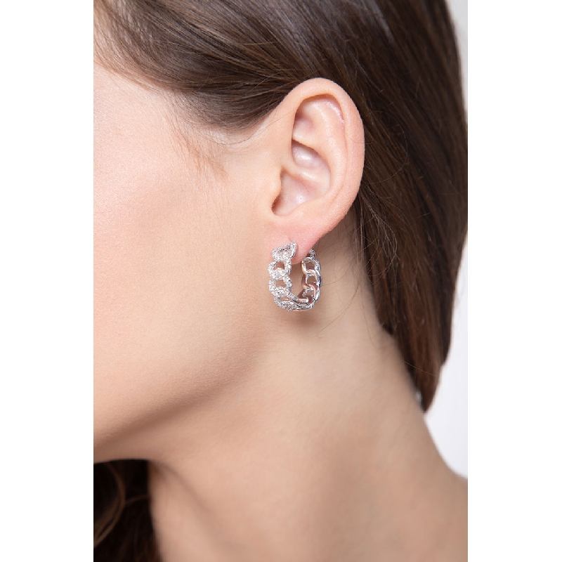 18k white gold groumette earrings with diamonds 