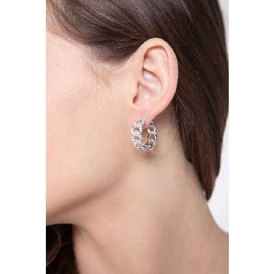 18k white gold groumette earrings with diamonds 