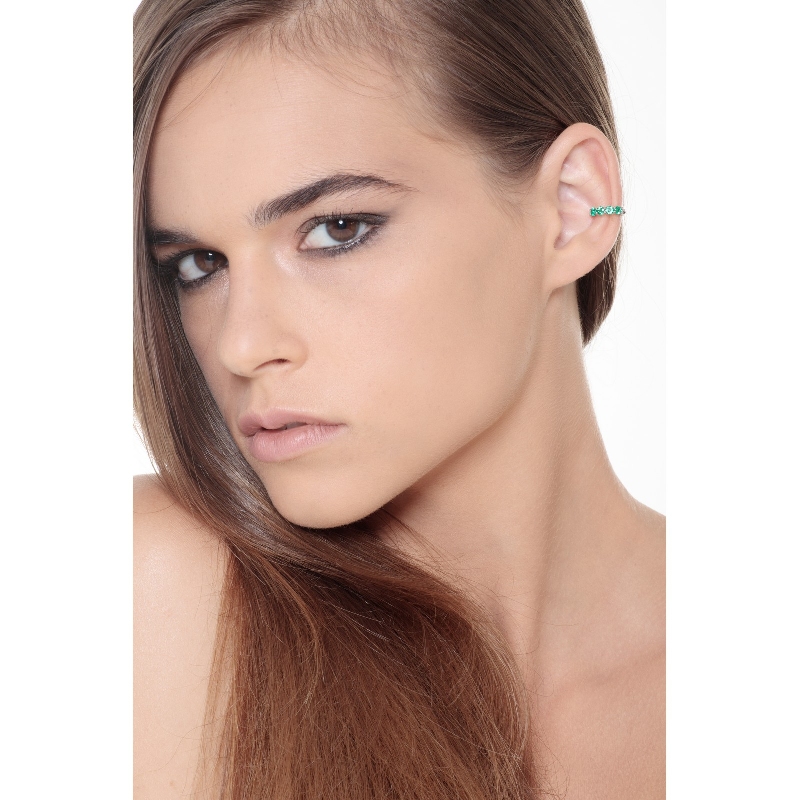 18k white gold emeralds cartilage hoop 