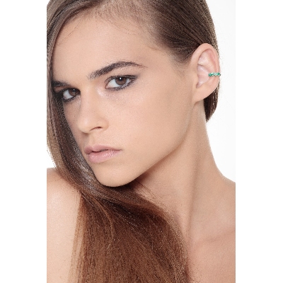 18k white gold emeralds cartilage hoop 