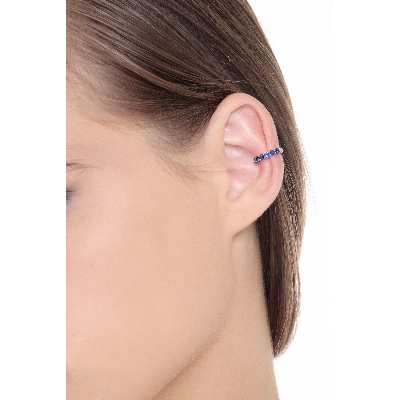 White gold 18k blue sapphires cartilage hoop