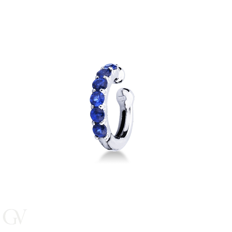 White gold 18k blue sapphires cartilage hoop