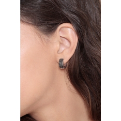 Orecchini a cerchio in oro bianco 18k con pavè di diamanti neri 2