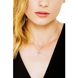 18k white gold thin cross pendant with diamonds 2