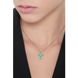 Cross pendant with emeralds and diamonds 2