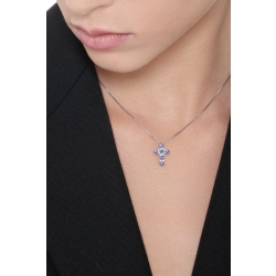 Cross pendant with blue sapphires and diamonds 2