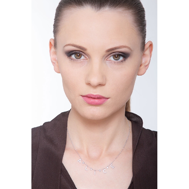 Collana personalizzabile in oro Bianco 18k e diamanti, ALICE