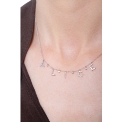 Collana personalizzabile in oro Bianco 18k e diamanti, ALICE 2