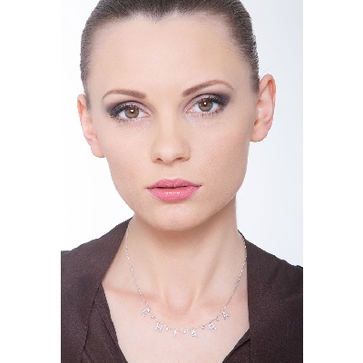 Necklace with CHIARA charms with round cut diamonds in white gold 18k 