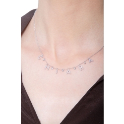 Necklace with CHIARA charms with round cut diamonds in white gold 18k  2