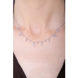 White gold 18k necklace with CRISTINA charms with round cut diamonds 2