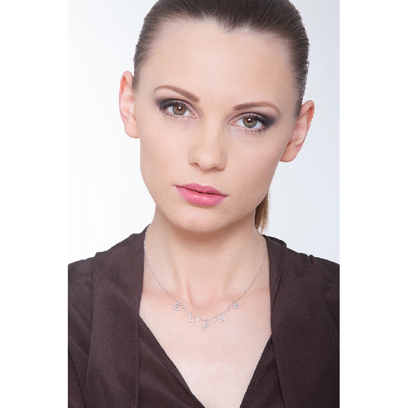 Necklace with ELENA charms with round cut diamonds