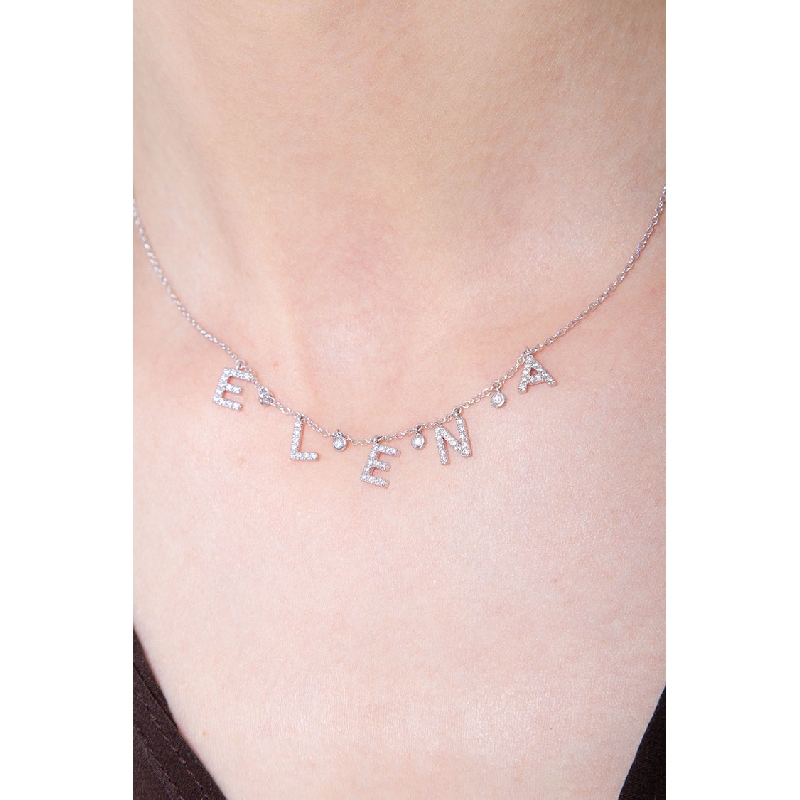 Necklace with ELENA charms with round cut diamonds