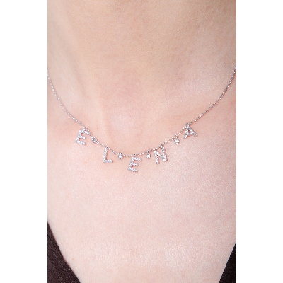 Necklace with ELENA charms with round cut diamonds