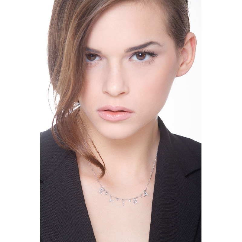 Necklace with ELISA charms with round cut diamonds