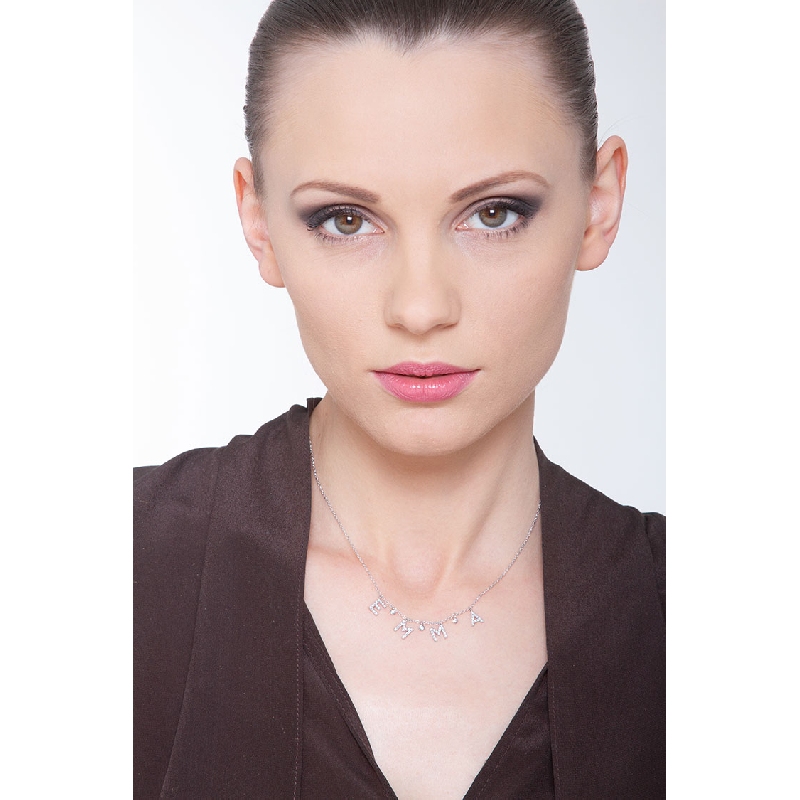 Necklace with EMMA charms with round cut diamonds