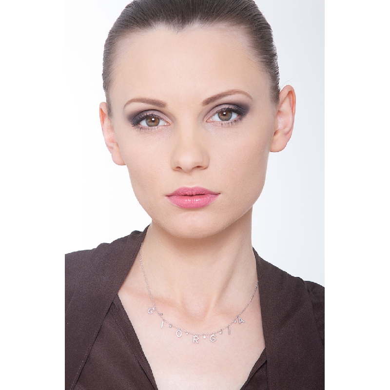 Necklace with GIORGIA charms with round cut diamonds