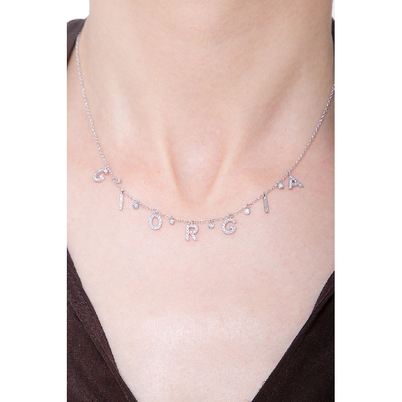 Necklace with GIORGIA charms with round cut diamonds