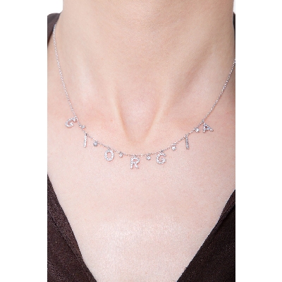 Necklace with GIORGIA charms with round cut diamonds