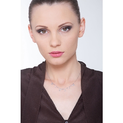 White gold 18k necklace with GIULIA charms with round cut diamonds