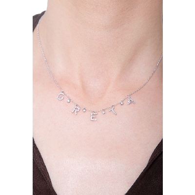 Necklace with GRETA charms with round cut diamonds