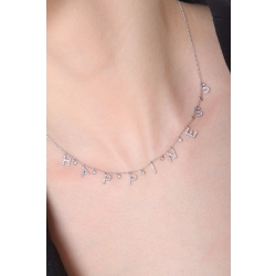 Necklace with HAPPINESS charms with round cut diamonds  2