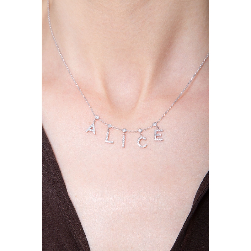 Necklace with ALICE charms with diamonds