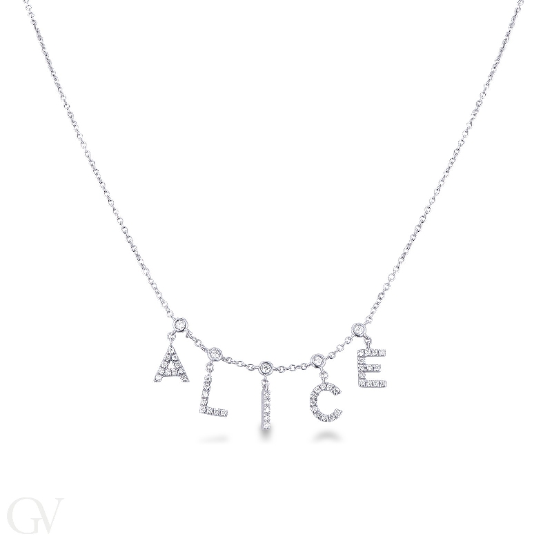 Necklace with ALICE charms with diamonds