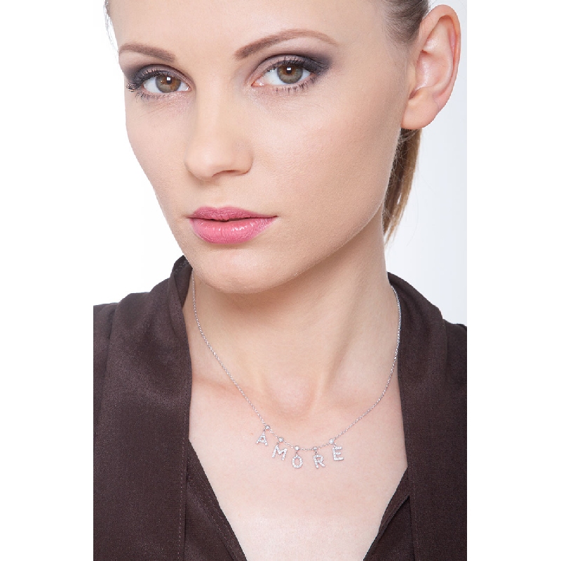 Necklace with AMORE charms with diamonds