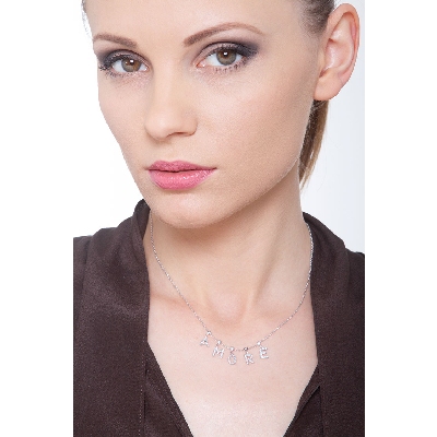 Necklace with AMORE charms with diamonds