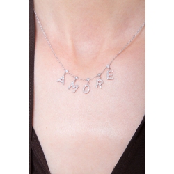 Necklace with AMORE charms with diamonds 2