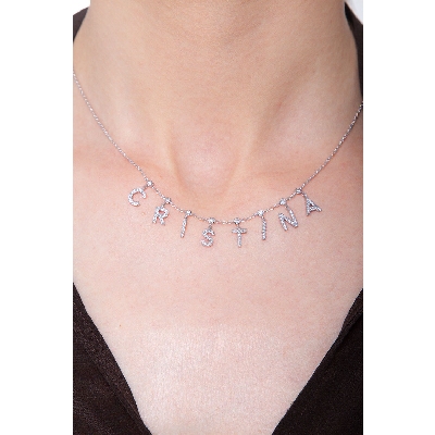 Necklace with CRISTINA charms with diamonds