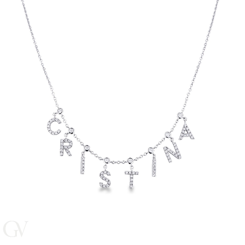 Necklace with CRISTINA charms with diamonds