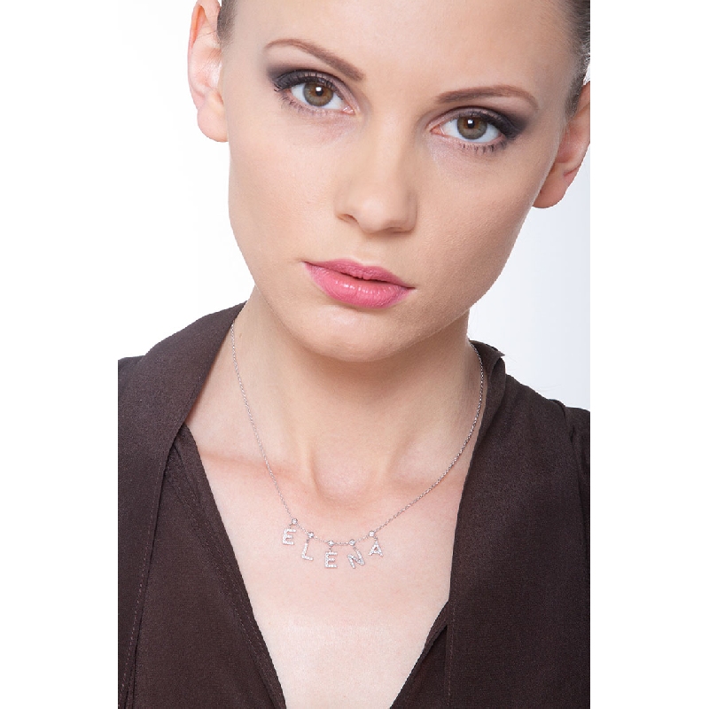 Necklace with ELENA charms with diamonds