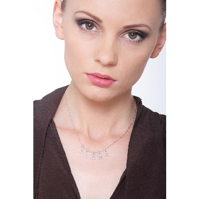 Necklace with ELENA charms with diamonds