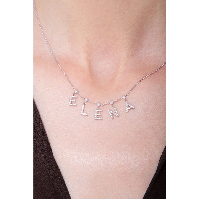 Necklace with ELENA charms with diamonds