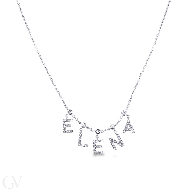 Necklace with ELENA charms with diamonds