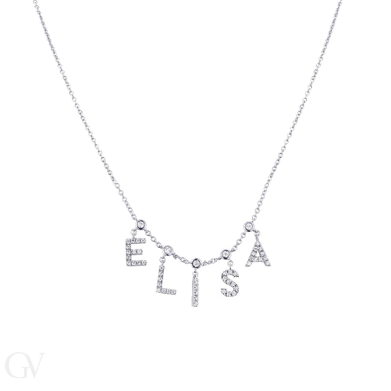 Necklace with ELISA charms with diamonds