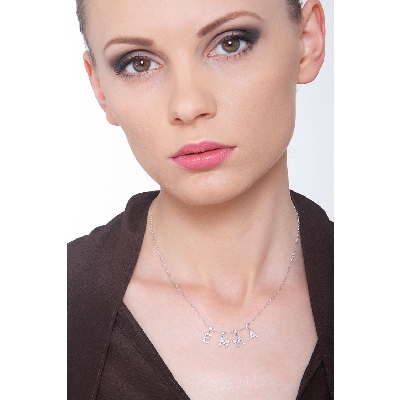 Collana con nome EMMA, personalizzabile, in oro Bianco 18k e diamanti