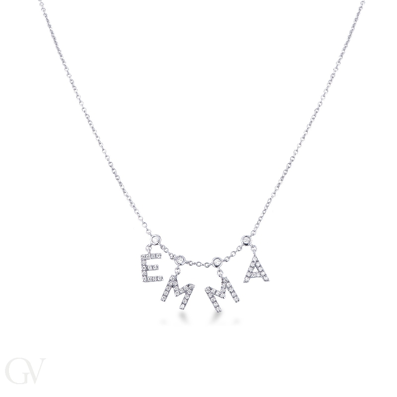 Necklace with EMMA charms with diamonds