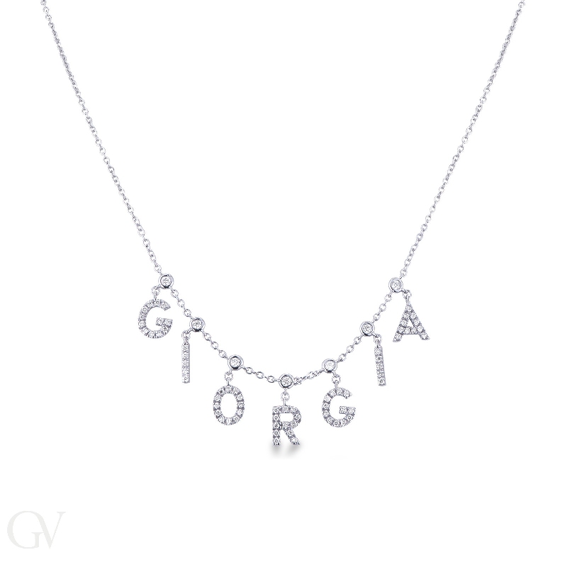 Necklace with GIORGIA charms with diamonds