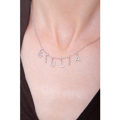 Necklace with GIULIA charms with diamonds
