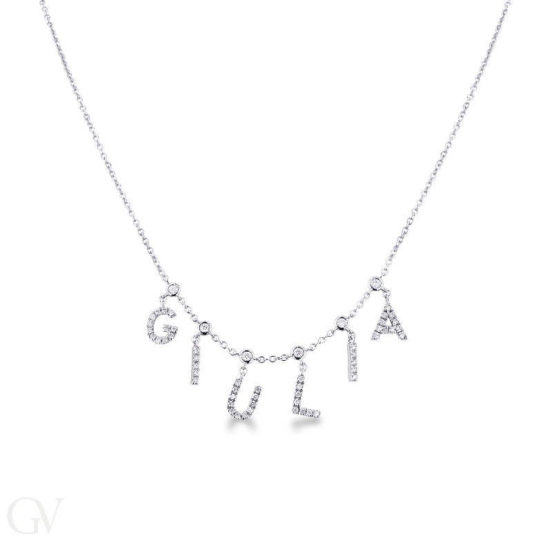 Necklace with GIULIA charms with diamonds