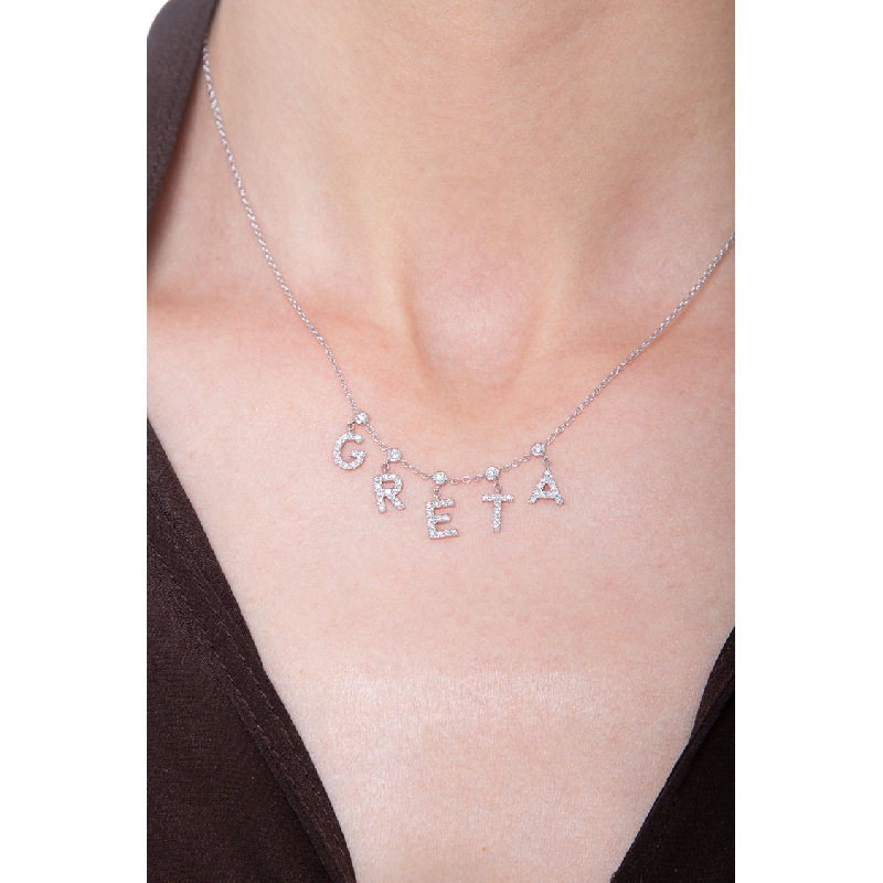 Necklace with GRETA charms with diamonds