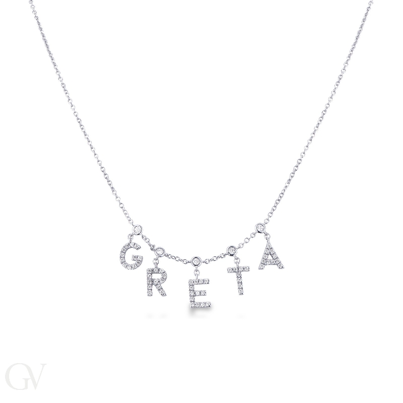 Necklace with GRETA charms with diamonds