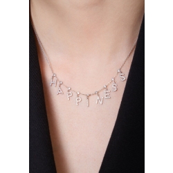 Necklace with HAPPINESS charms with diamonds 2