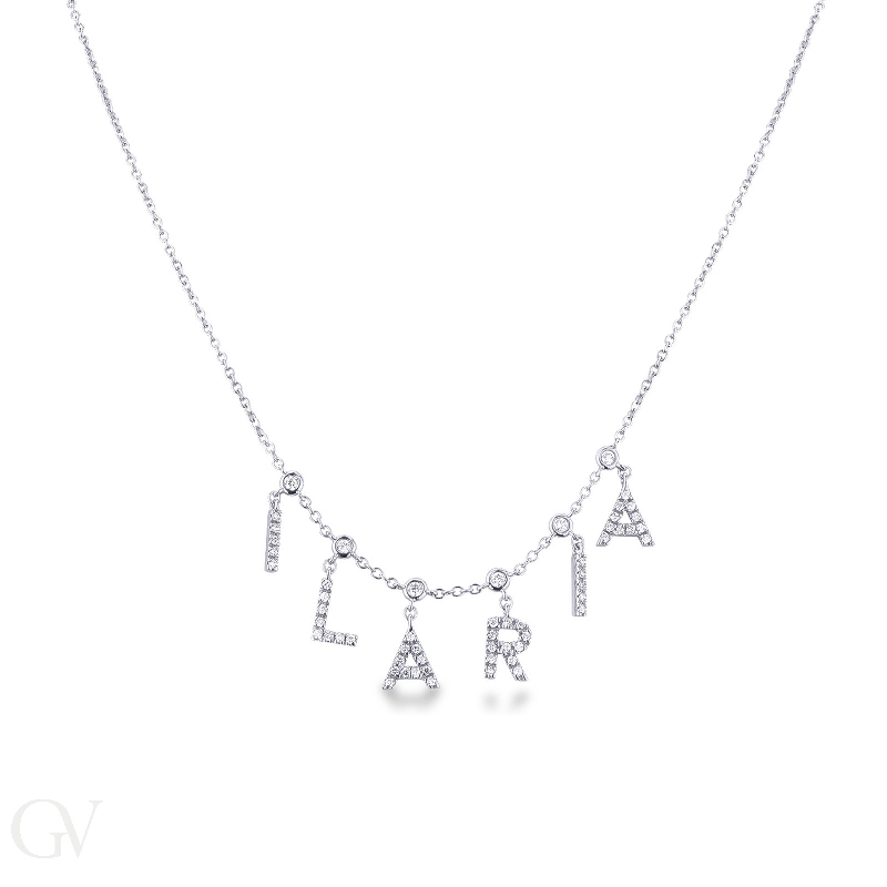 Necklace with ILARIA charms with diamonds